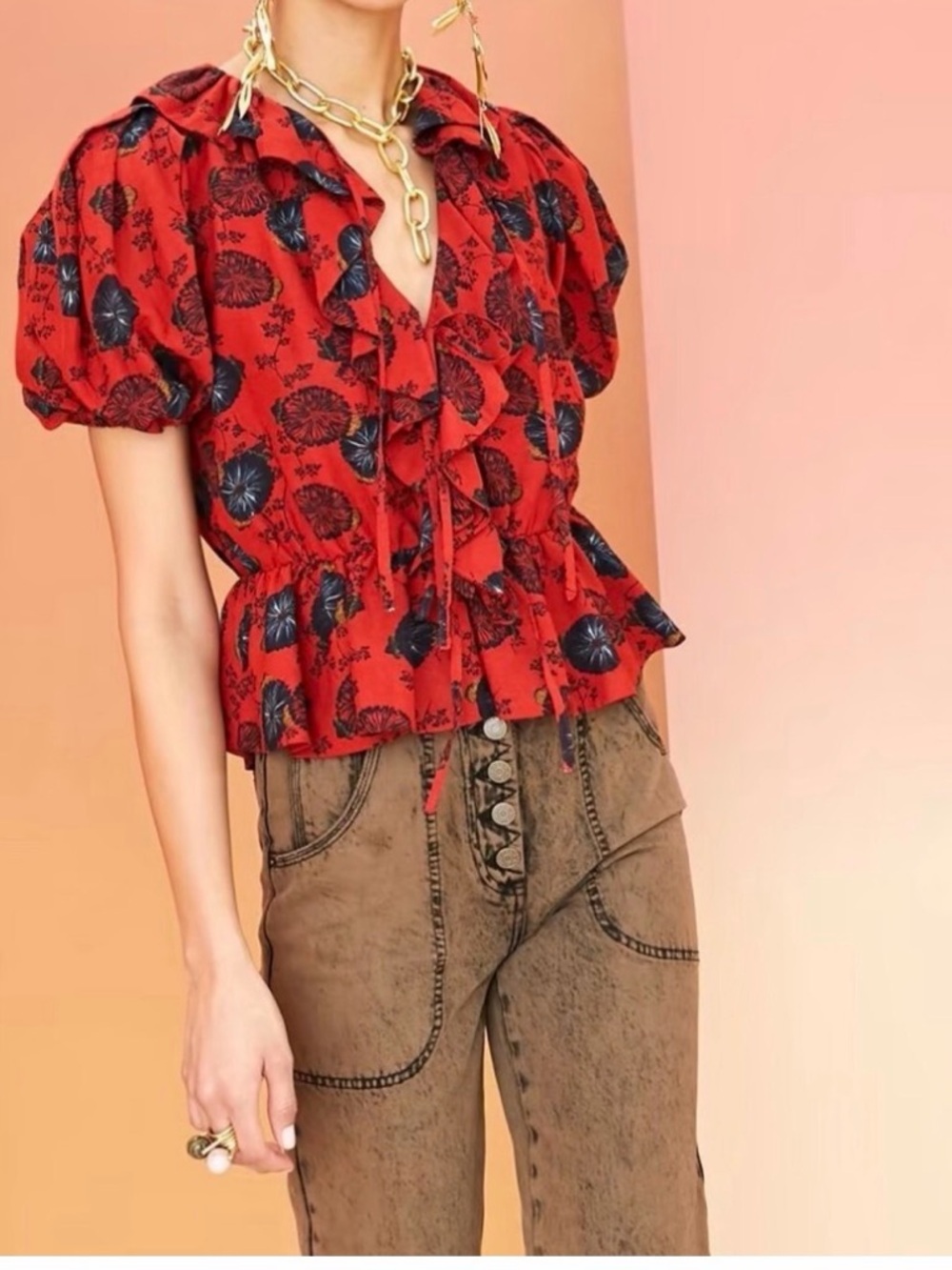 Ulla Johnson Nadya Floral Peplum Blouse